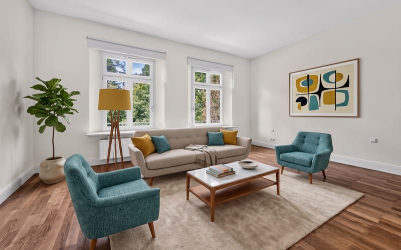 Wohnzimmer im Stil Mid-Century