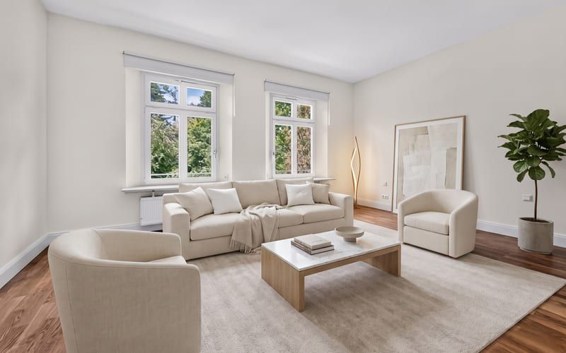 Wohnzimmer, virtuell eingerichtet